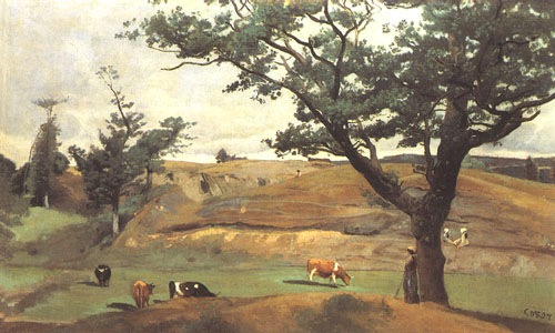 Colline et pâturages dans les environs de Saint-l' à Jean-Baptiste-Camille Corot