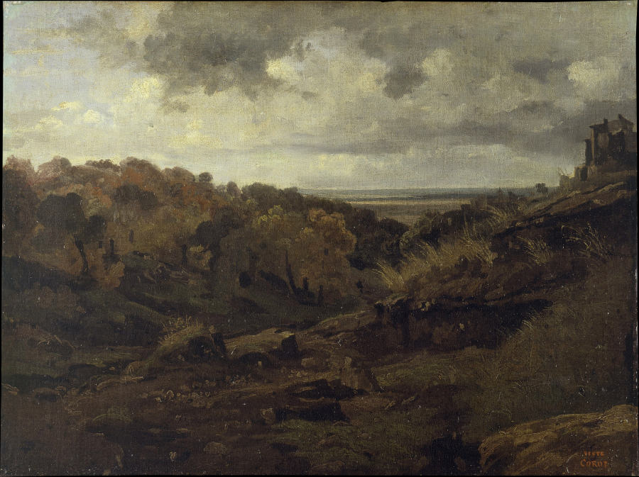 Italian Landscape near Marino in Autumn à Jean-Baptiste-Camille Corot
