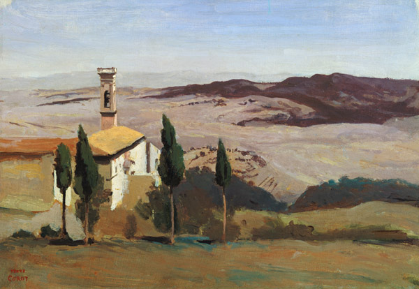 Volterra, église et clocher à Jean-Baptiste-Camille Corot