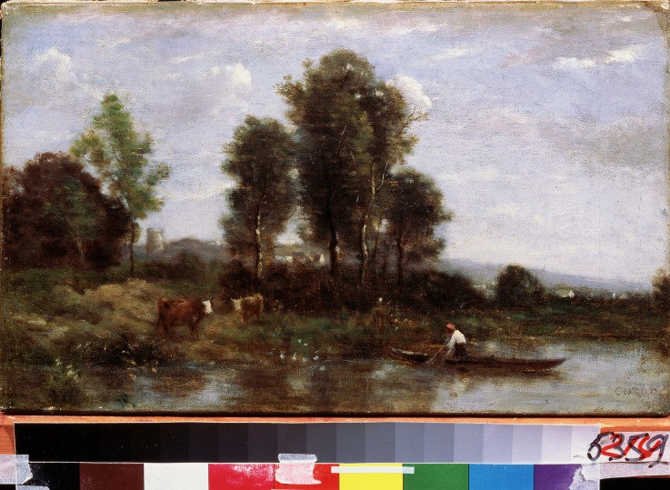 Landscape with a river à Jean-Baptiste-Camille Corot