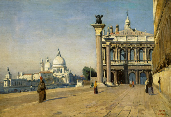 Morgens auf dem Markus-Platz in Venedig. à Jean-Baptiste-Camille Corot