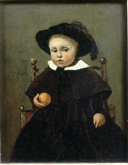The Painter Adolphe Desbrochers (1841-1902) as a Child, Holding an Orange à Jean-Baptiste-Camille Corot