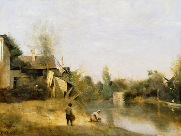 Riverbank at Mery sur Seine, Aube à Jean-Baptiste-Camille Corot