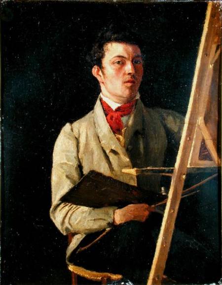 Self Portrait, Sitting next to an Easel à Jean-Baptiste-Camille Corot