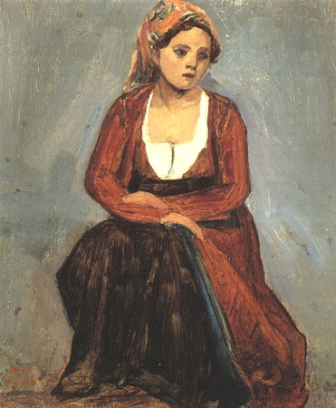 Italienne étant assise à Jean-Baptiste-Camille Corot