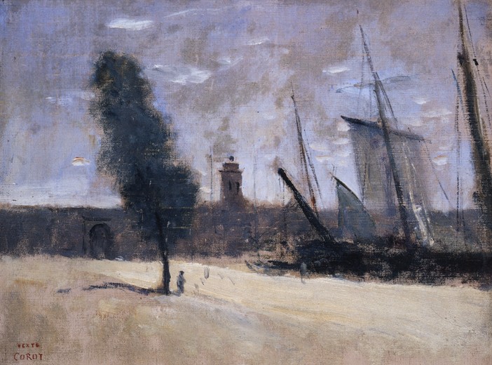 Dunkirk, Ramparts and Entrance to the Harbour à Jean-Baptiste-Camille Corot