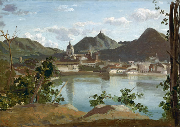 The Town and Lake Como à Jean-Baptiste-Camille Corot