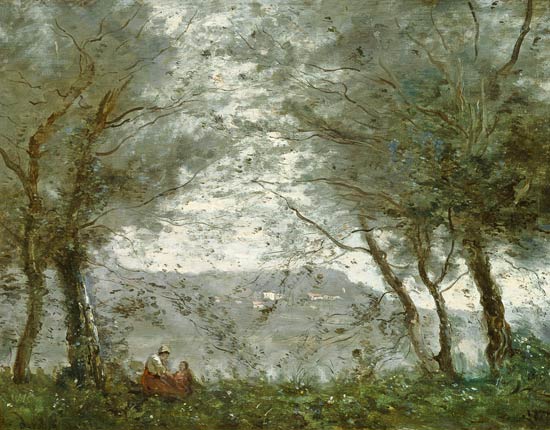 The Pond at Ville-d'Avray through the Trees à Jean-Baptiste-Camille Corot