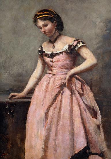 Corot / Young woman in pink dress