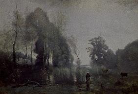 Dans le brouillard de matin à l'étang de Ville-d'Avray