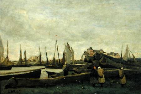 Treport - A Quay à Jean-Baptiste-Camille Corot