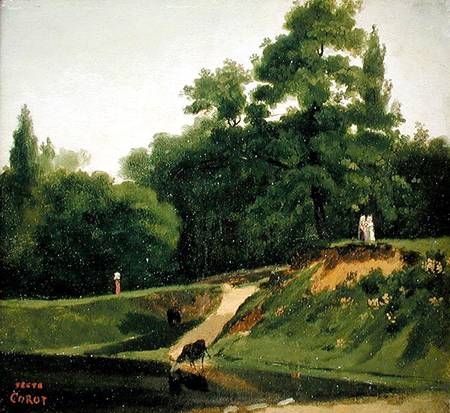 Villa d'Avray - Banks of the Stream near the Corot Property à Jean-Baptiste-Camille Corot
