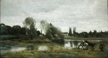 Ville d'Avray, Horses Watering à Jean-Baptiste-Camille Corot