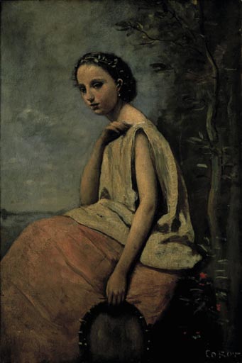 Zingara au tambour de basque (Zigeunerin mit Tambourin) à Jean-Baptiste-Camille Corot
