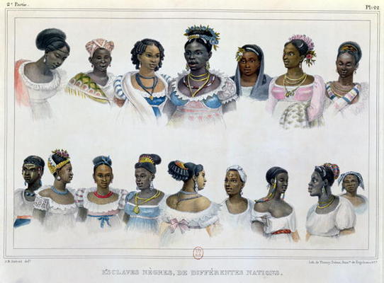 Black Slaves from Different Nations, from 'Voyage Pittoresque et Historique au Bresil', engraved by à Jean Baptiste Debret