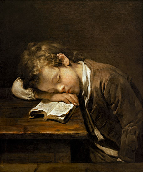 the sleeping schoolboy à Jean Baptiste Greuze
