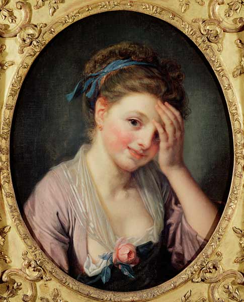 Jeune fille avec une rose à Jean Baptiste Greuze