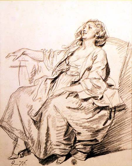 Young Woman Sitting in an Armchair à Jean Baptiste Greuze