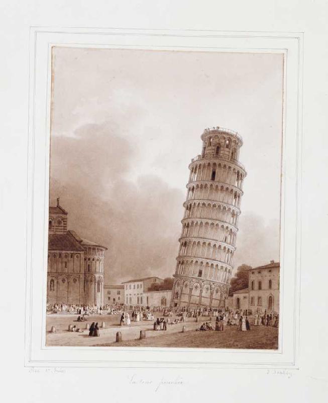 Der schiefe Turm von Pisa à Jean-Baptiste Isabey