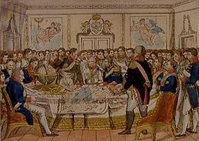 Congrès de paix de Vienne en 1831 avec les princes d'Europe (milieu : Les empereurs Franz et Alexand