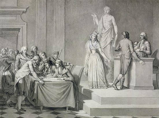 Republican Divorce (pen & ink and grisaille on paper) à Jean Baptiste Mallet