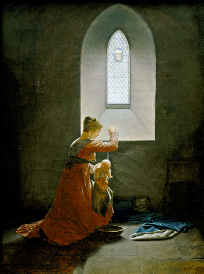 Genevieve of Brabant Baptising her Son in Prison à Jean Baptiste Mallet