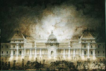 The Luxembourg Palace Illuminated for the Fete du Roi in 1780 (pen & ink and bistre on paper) à Jean Baptiste Marechal