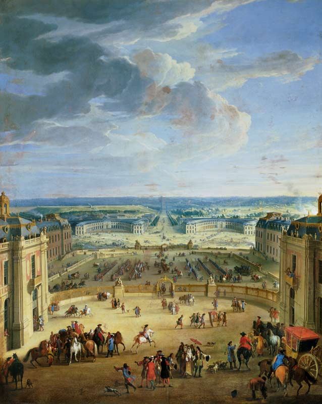 Perspective View from the Chateau of Versailles of the Place d'Armes and the Stables à Jean-Baptiste Martin