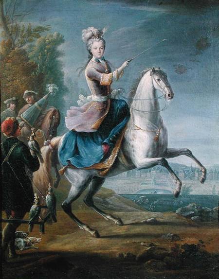 Equestrian Portrait of Maria Leszczynska (1703-68) à Jean-Baptiste Martin