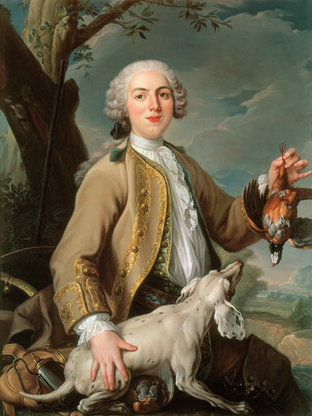 Louis XV en chasseur tenant une perdrix à Jean Baptiste Oudry