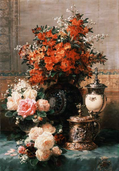 Stillleben mit Rosen und anderen Blumen à Jean Baptiste Robie