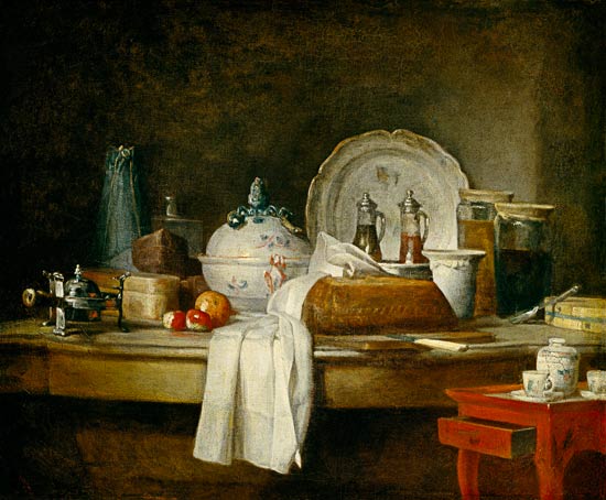 nature morte avec des ustensiles de cuisine à Jean-Baptiste Siméon Chardin