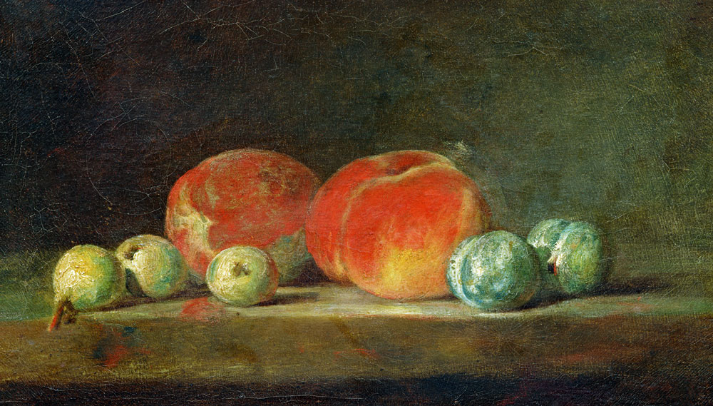Peaches, Pears and Plums on a table à Jean-Baptiste Siméon Chardin