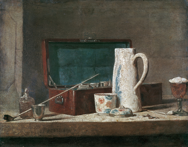 Chardin / Tobacco accessories / Painting à Jean-Baptiste Siméon Chardin