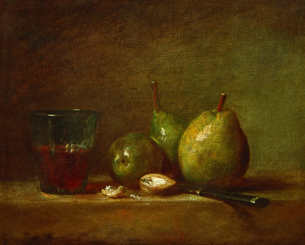 Pears, Walnuts and Glass of Wine à Jean-Baptiste Siméon Chardin