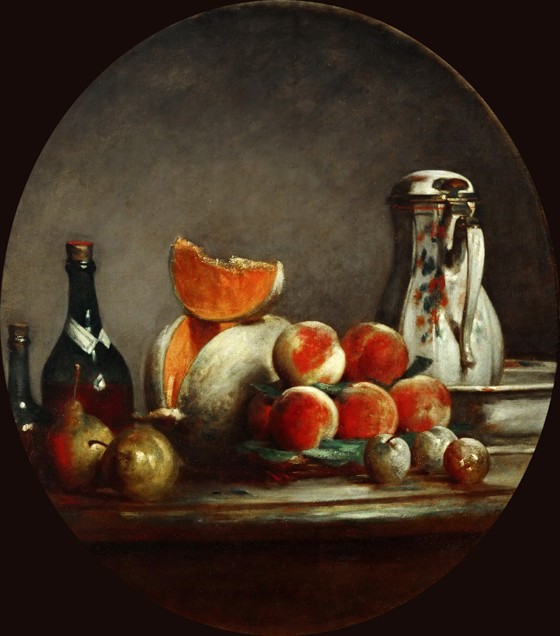 Melons, pears, peaches and plums, or The cut melon à Jean-Baptiste Siméon Chardin