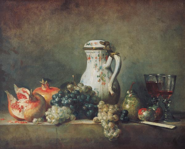 Still Life with Grapes and Pomegranates à Jean-Baptiste Siméon Chardin