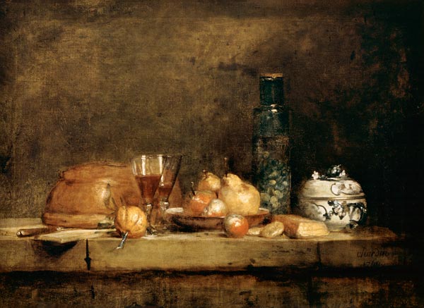 nature morte avec des fruits et le verre d'olive à Jean-Baptiste Siméon Chardin
