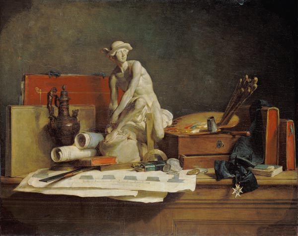 Still Life with Attributes of the Arts à Jean-Baptiste Siméon Chardin