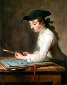 Le dessinateur (jeune homme, son crayon aiguisant) à Jean-Baptiste Siméon Chardin