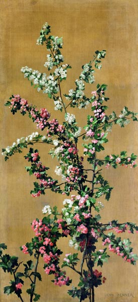 Japanese Cherry Tree and Hawthorn Branches  (re 215287 for pair) à Jean Benner