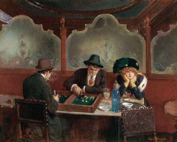 The Backgammon Players (oil on panel) à Jean Beraud