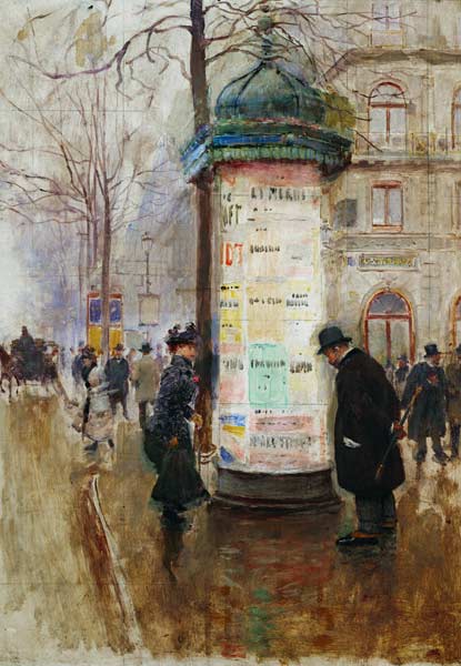 The Colonne Morris, c.1885 à Jean Beraud