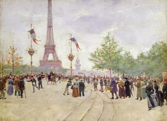 Entrance to the Exposition Universelle, 1889 (oil on canvas) à Jean Beraud