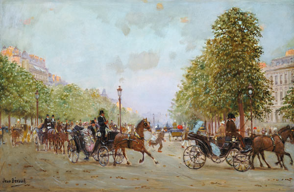 The Promenade on the Champs-Elysees (oil on canvas) à Jean Beraud