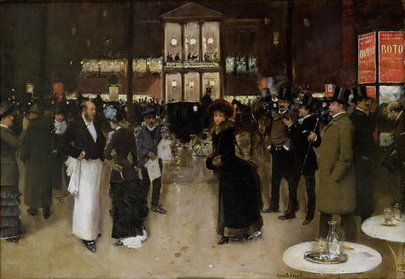The Boulevard at Night, in front of the Theatre des Varietes, c.1883 (oil on canvas) à Jean Beraud