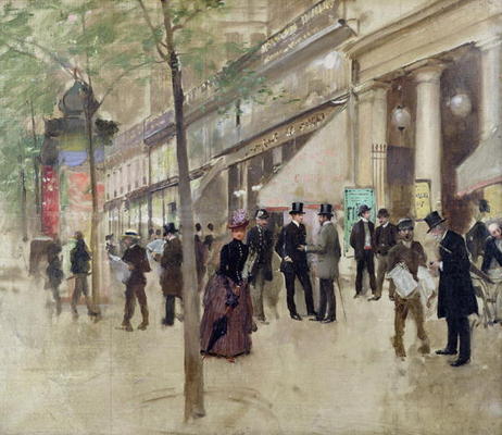 The Boulevard Montmartre and the Theatre des Varietes, c.1886 (oil on canvas) à Jean Beraud