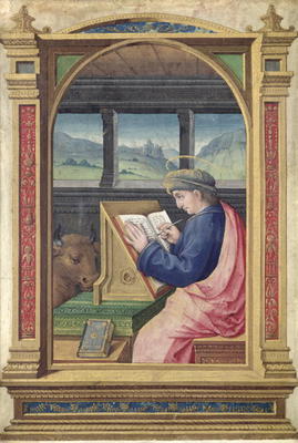 St. Luke Writing, from a Book of Hours (vellum) à Jean Bourdichon