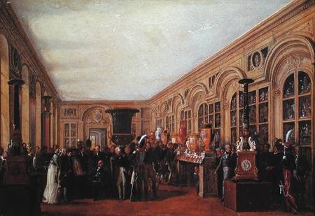 Alexandre Brongniart (1770-1847) Presenting the Artists of the Sevres Workshop to Louis XVIII (1755- à Jean-Charles Develly
