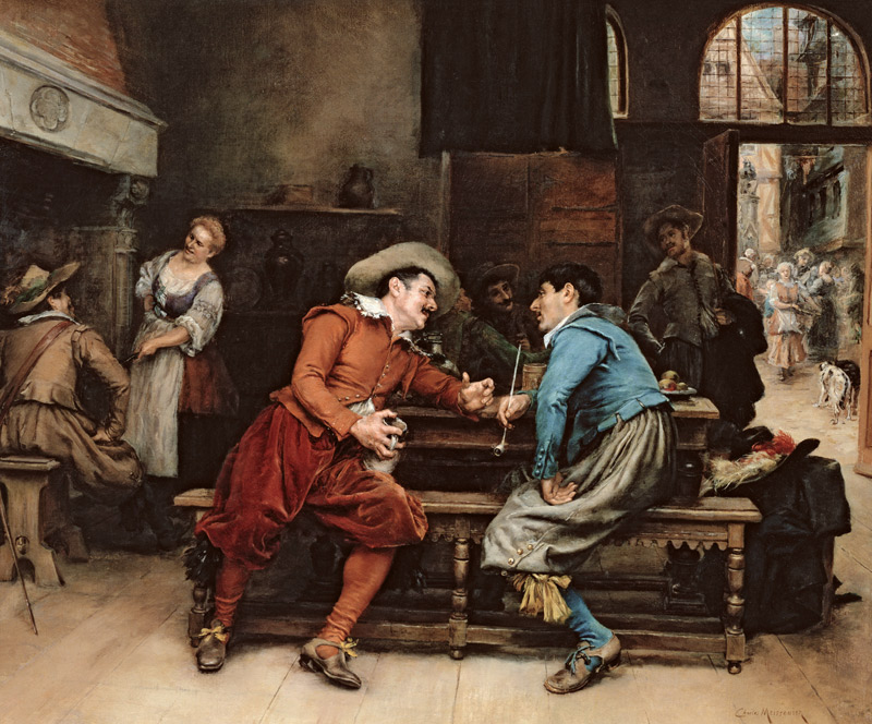 Two Men Talking in a Tavern à Jean Charles Meissonier